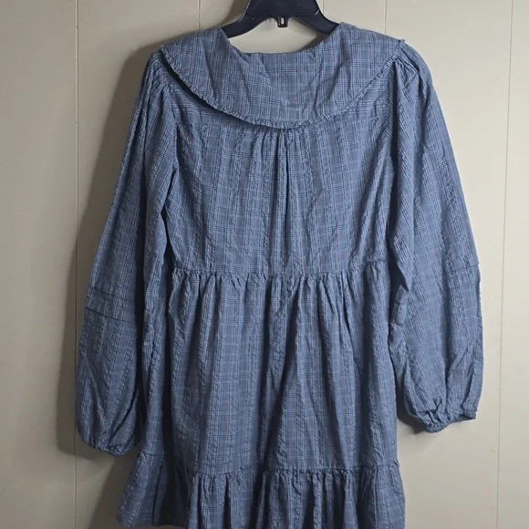 BDG Urban Outfitters Check Collar Long Sleeve Mini Dress Medium - Picture 11 of 13
